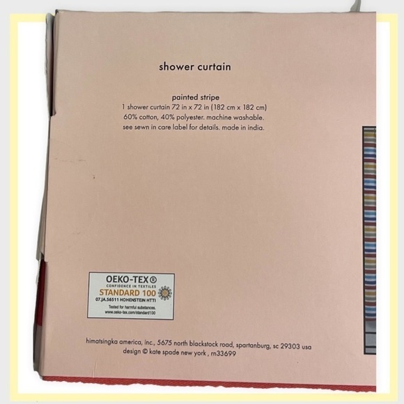 Nwt 🏷‎ KATE SPADE Painted Stripe Multicolored Rainbow Bathroom Shower Curtain - Picture 5 of 6